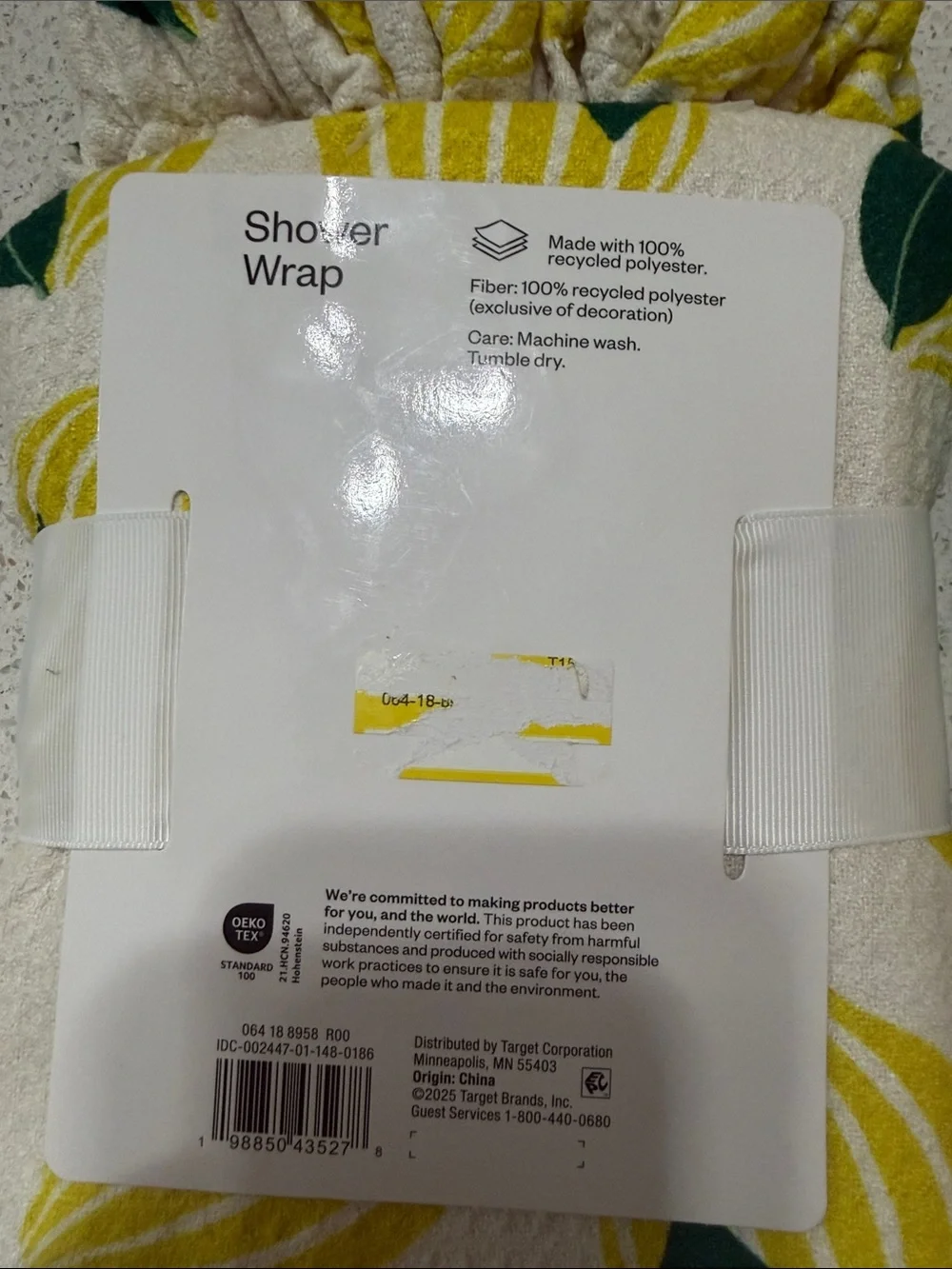 Room Essentials Lemon Print Shower Wrap and Hair Wraps - Yellow & Green